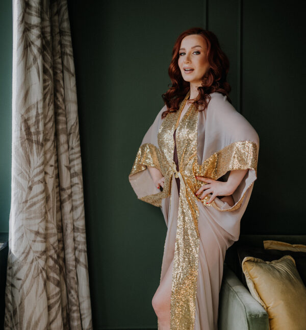 Luksusowe kimono damskie, peniuar "Vanilla Sky" MAXI