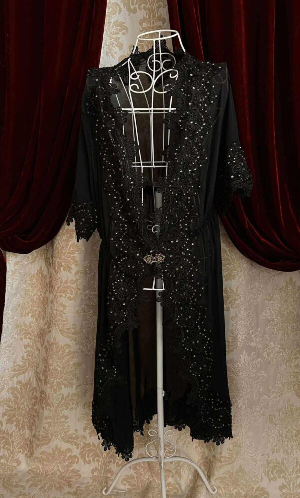 Luksusowy szlafrok z cyrkoniami JET BLACK