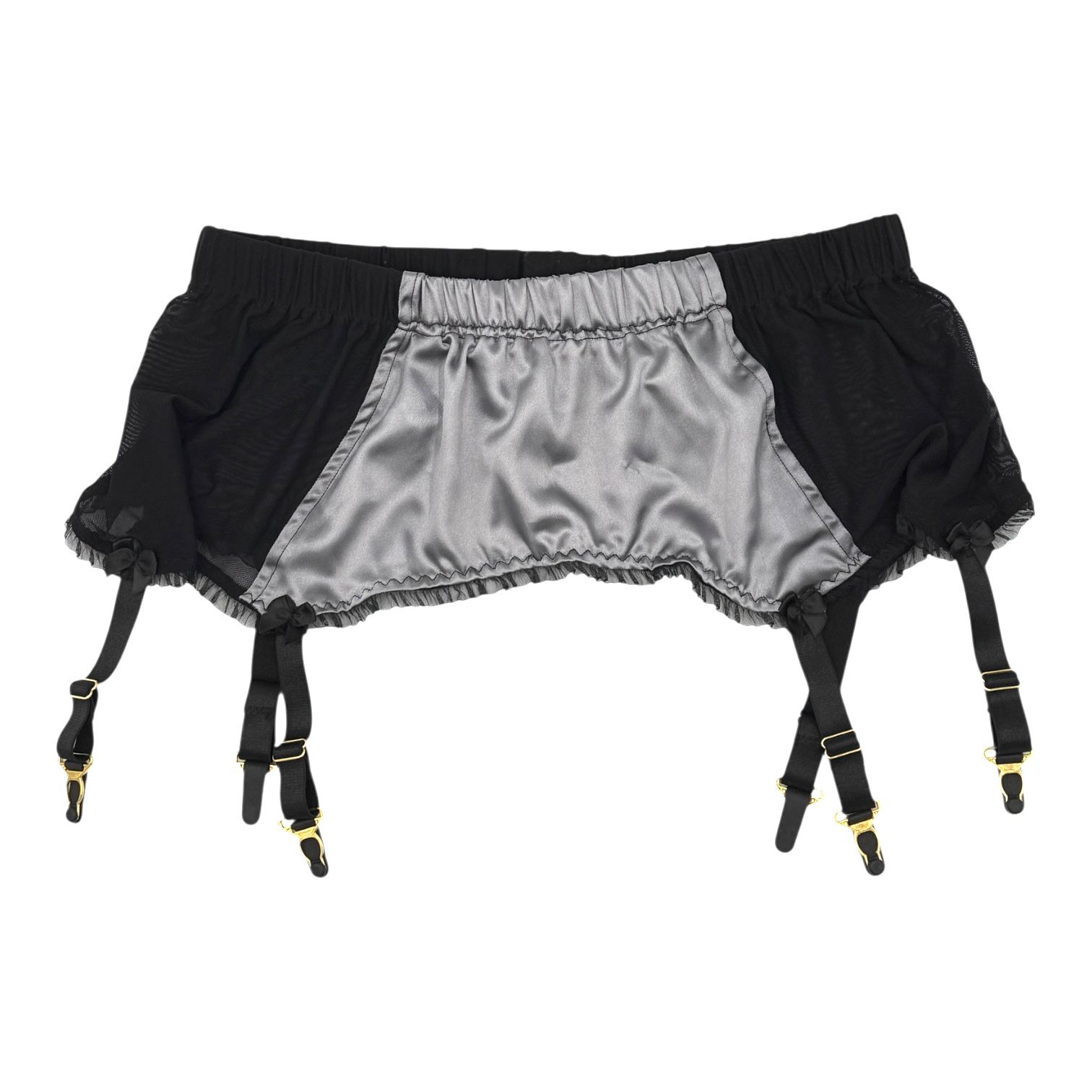 pas do pończoch czarny gładki