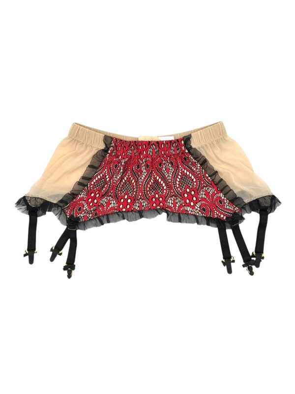 pas do pończoch beżowy czerowny