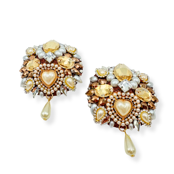 Pasties z nutą złota i brązu oraz perłowym sercem