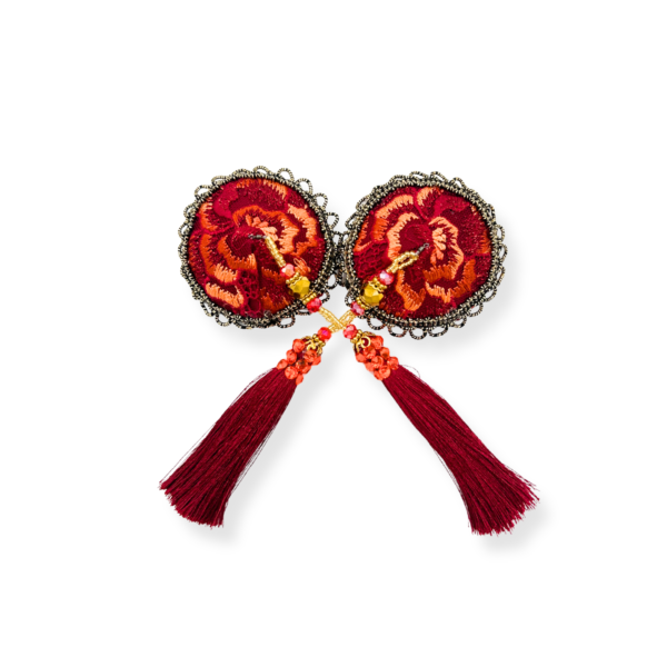 Pasties koronkowe z kwiatami w kolorze ognia