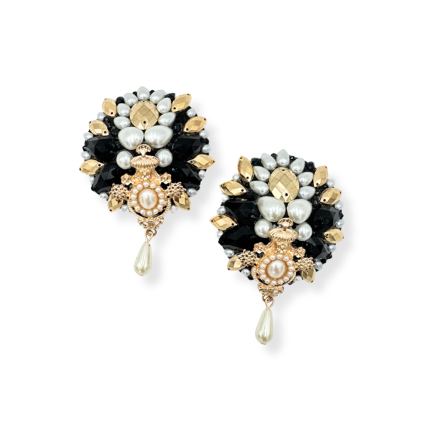 Złoto-czarne pasties z perłami