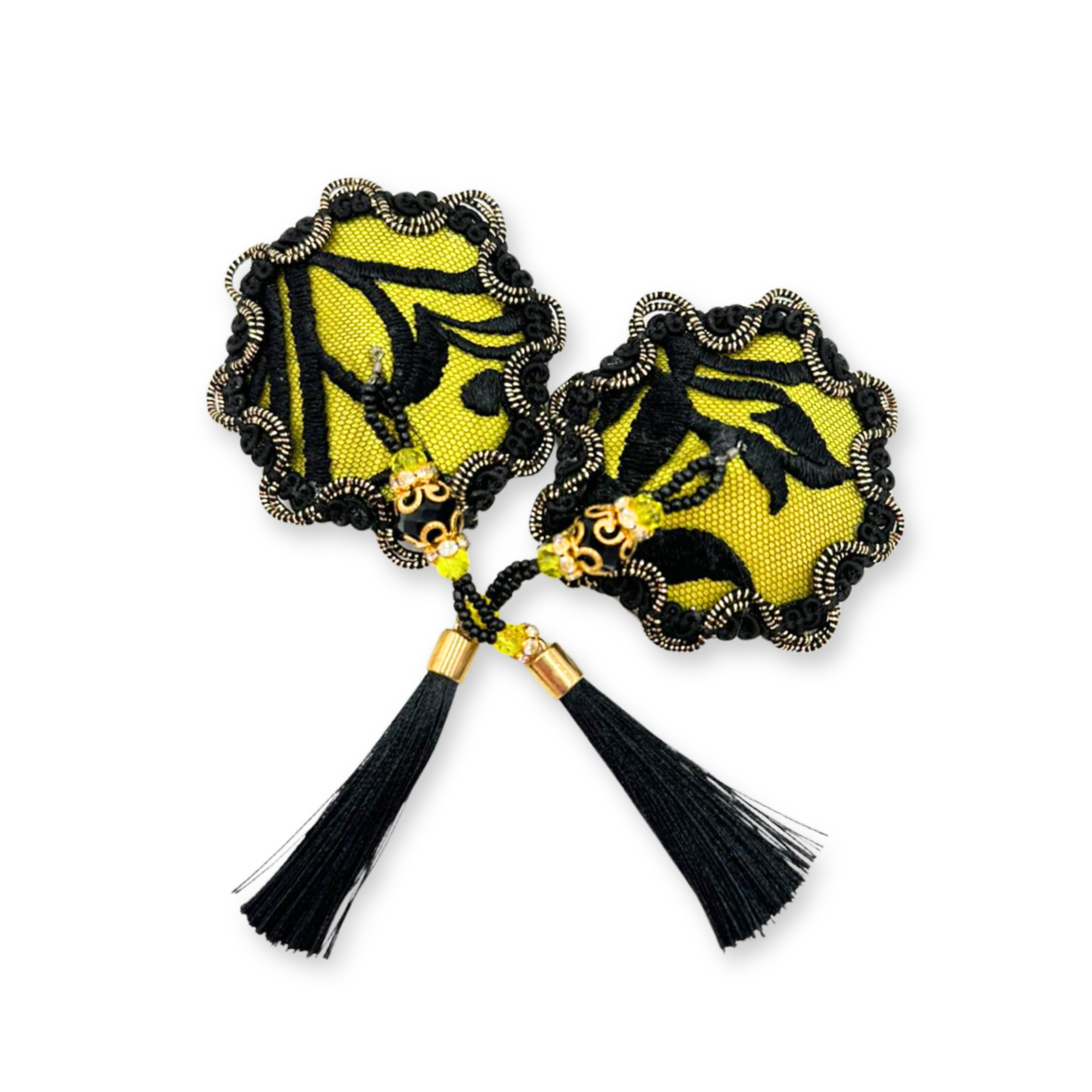 Czarno żółte pasties z koronką
