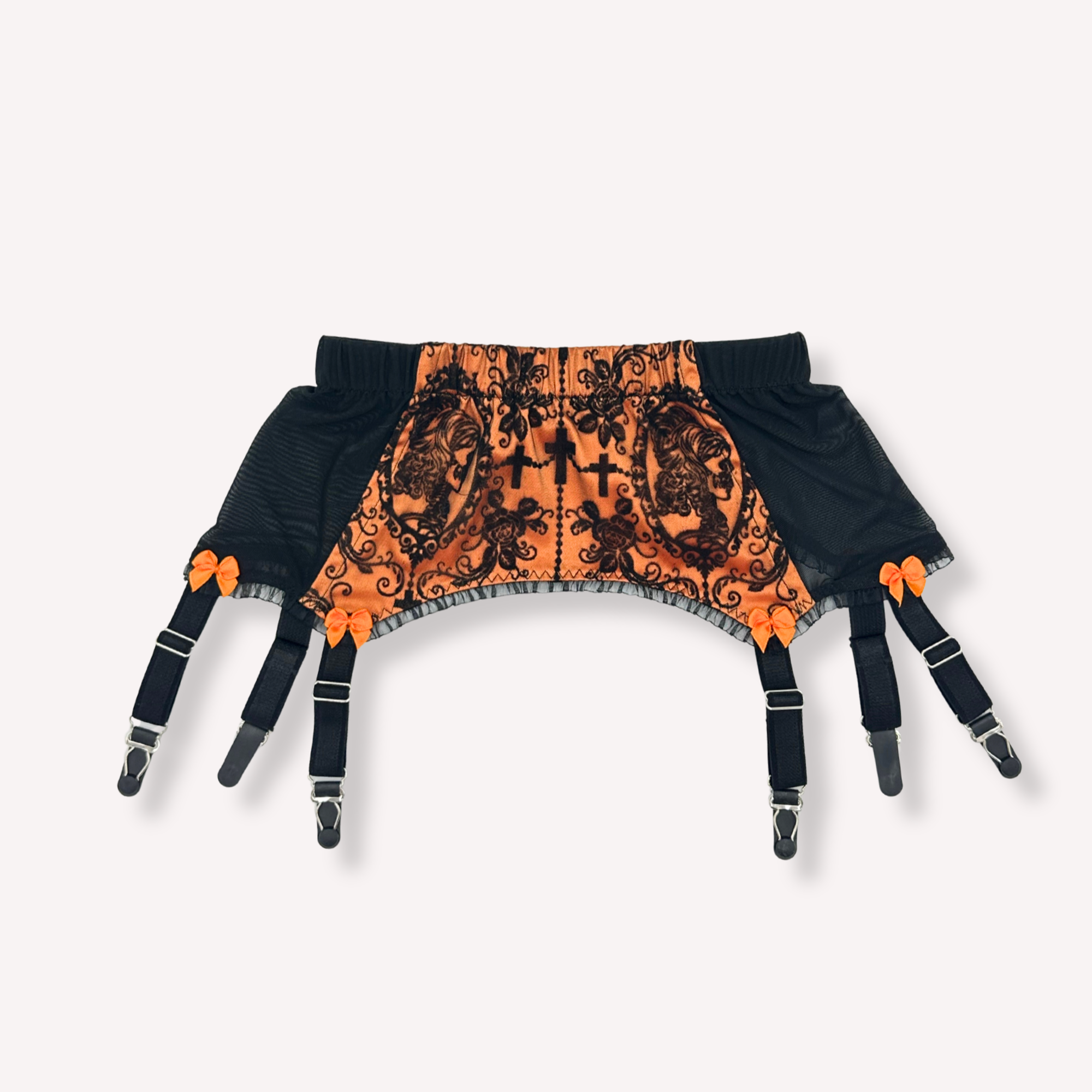 Halloweenowe pas do pończoch w kolorze pomarańczowym
